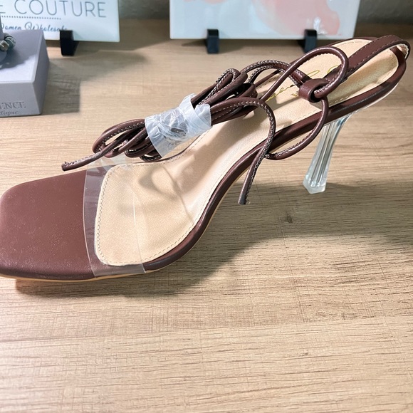 Brown Olivia Jaymes Lace Up Ankle Strap Stiletto Heel - Picture 3 of 5